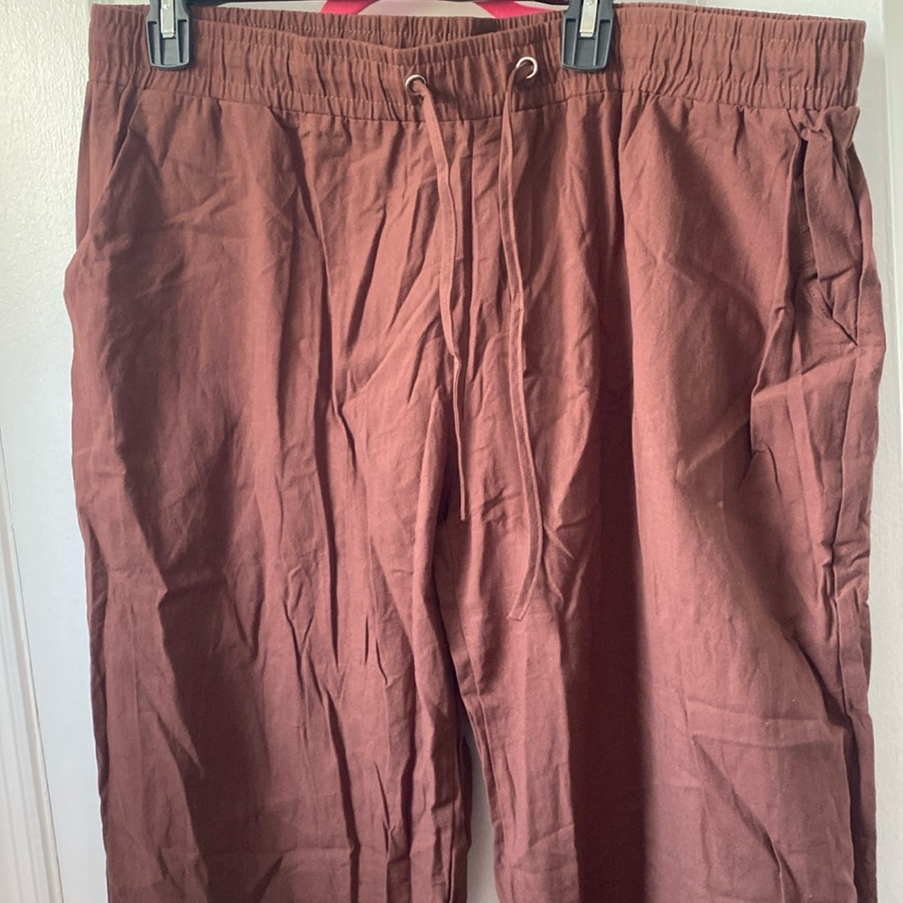 Women’s casual cotton, linen pants, lightweight, elastic waist extra large